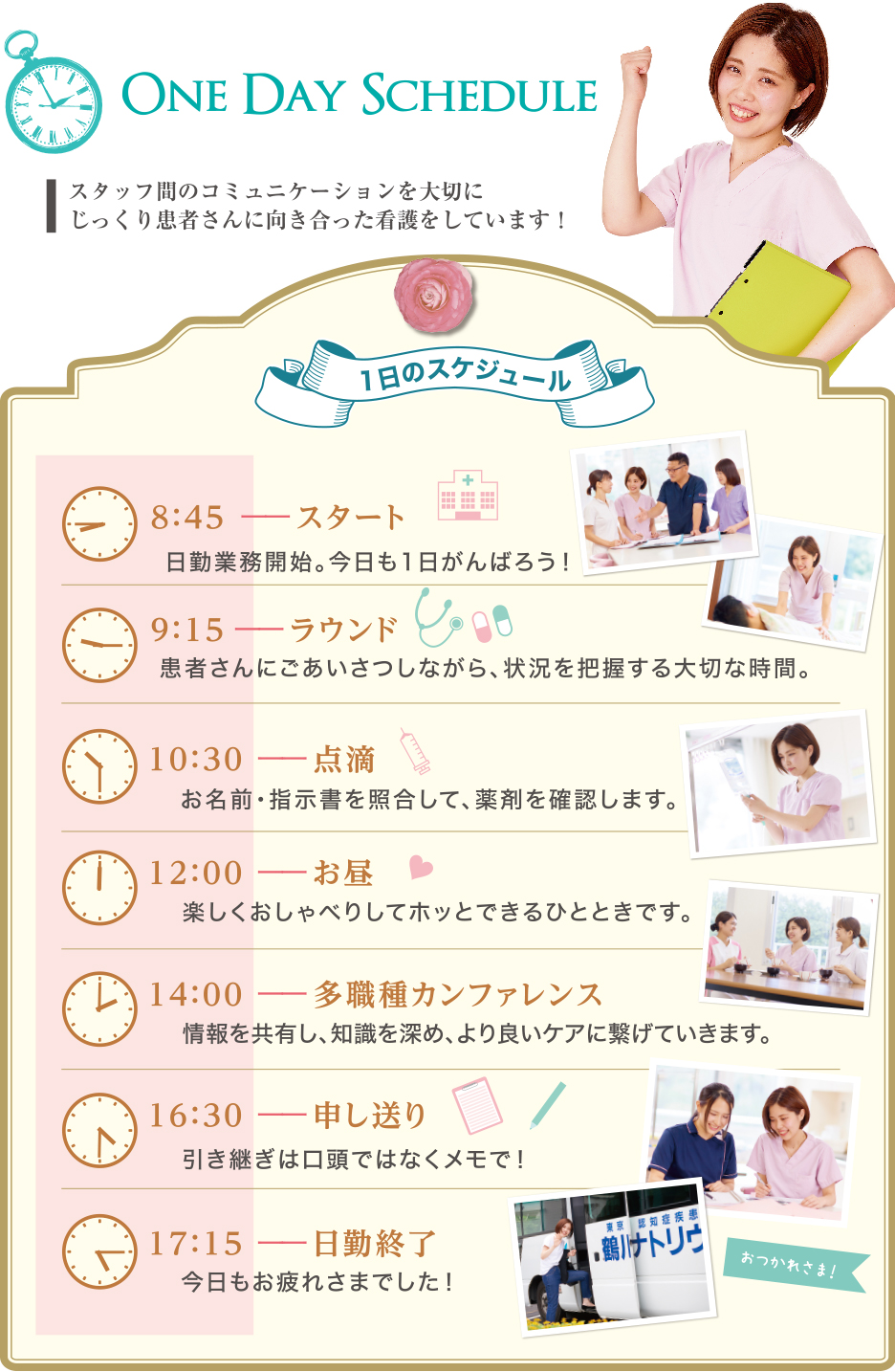 看護師Tさんの1日のスケジュール