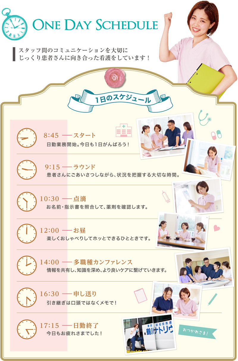 看護師Tさんの1日のスケジュール