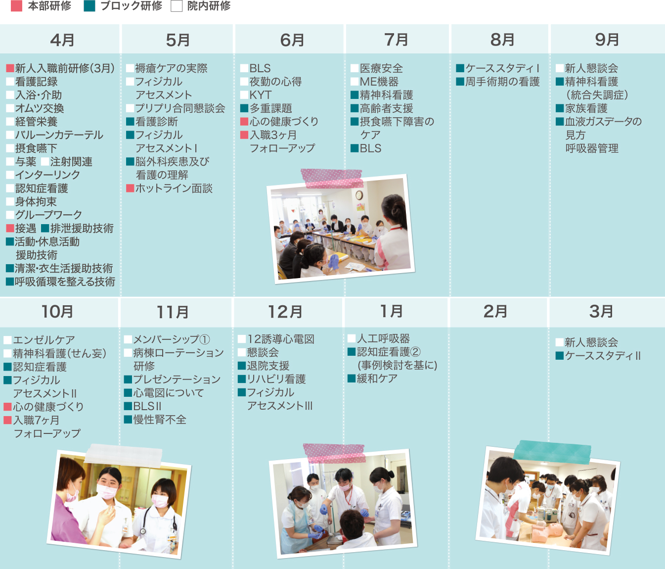 年間の新人教育プログラム